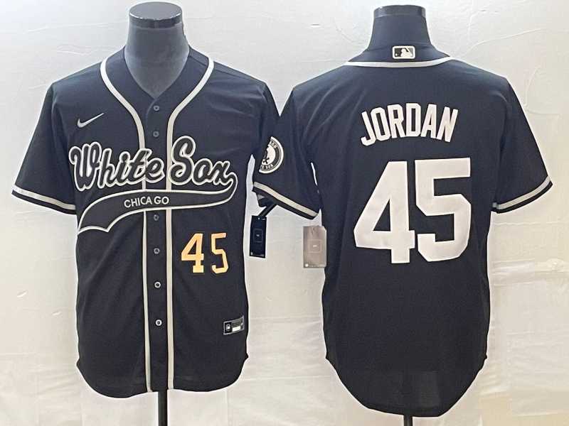 Mens Chicago White Sox #45 Michael Jordan Number Black Cool Base Stitched Baseball Jersey->chicago white sox->MLB Jersey